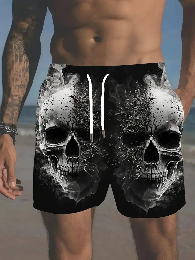 New Men Beach Pants Horror Skull 3D Printed Men's Shorts Summer Casual Quick-drying Trunks Men's Clothing Hawaiian Trendy Shorts - AliExpress - Image 2
