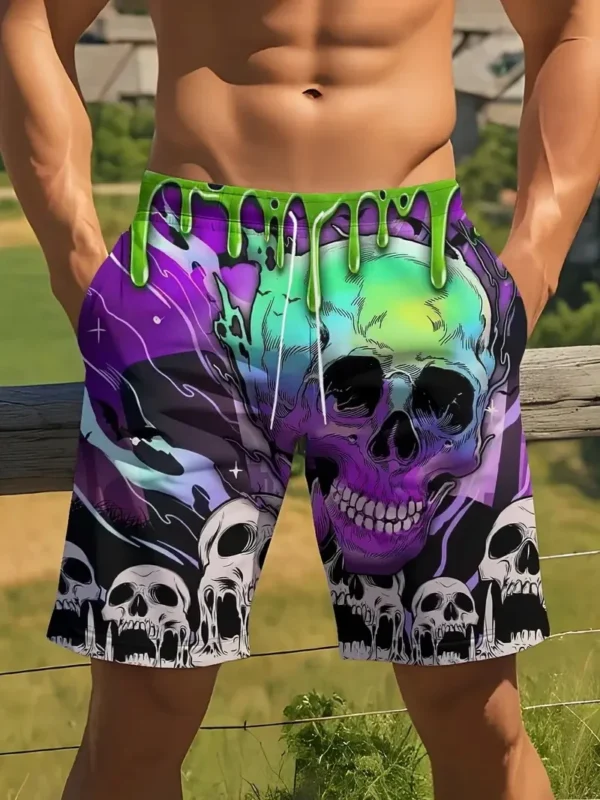 New Men Beach Pants Horror Skull 3D Printed Men's Shorts Summer Casual Quick-drying Trunks Men's Clothing Hawaiian Trendy Shorts - AliExpress - Image 4